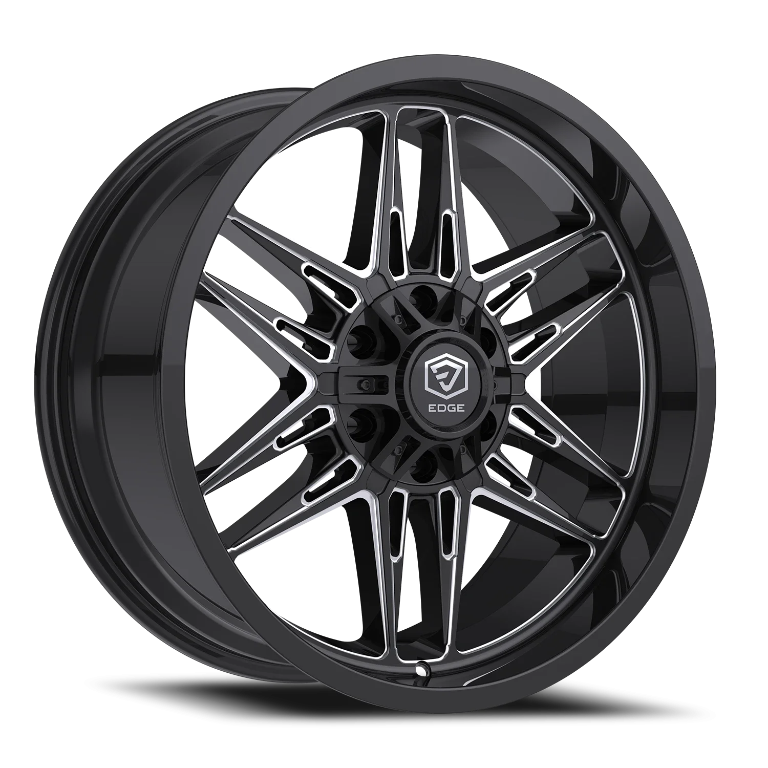 Edge Off Road 303BM Gloss Black w/Milled Accents Wheels - 22X12 -44mm Offset 5X127 / 5X139.7 BP