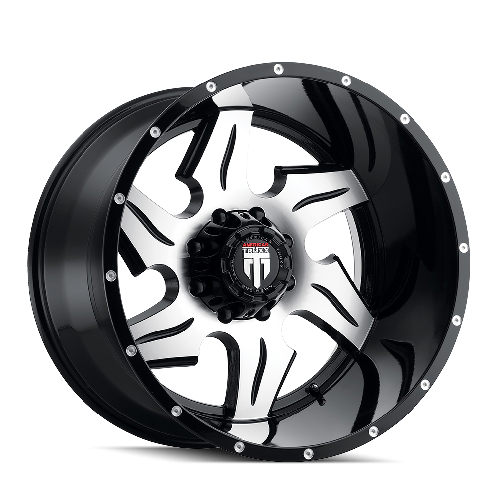 American Truxx NINJA GLOSS BLACK MACHINED Wheels - 22X14 -76mm Offset 6X139.7 BP