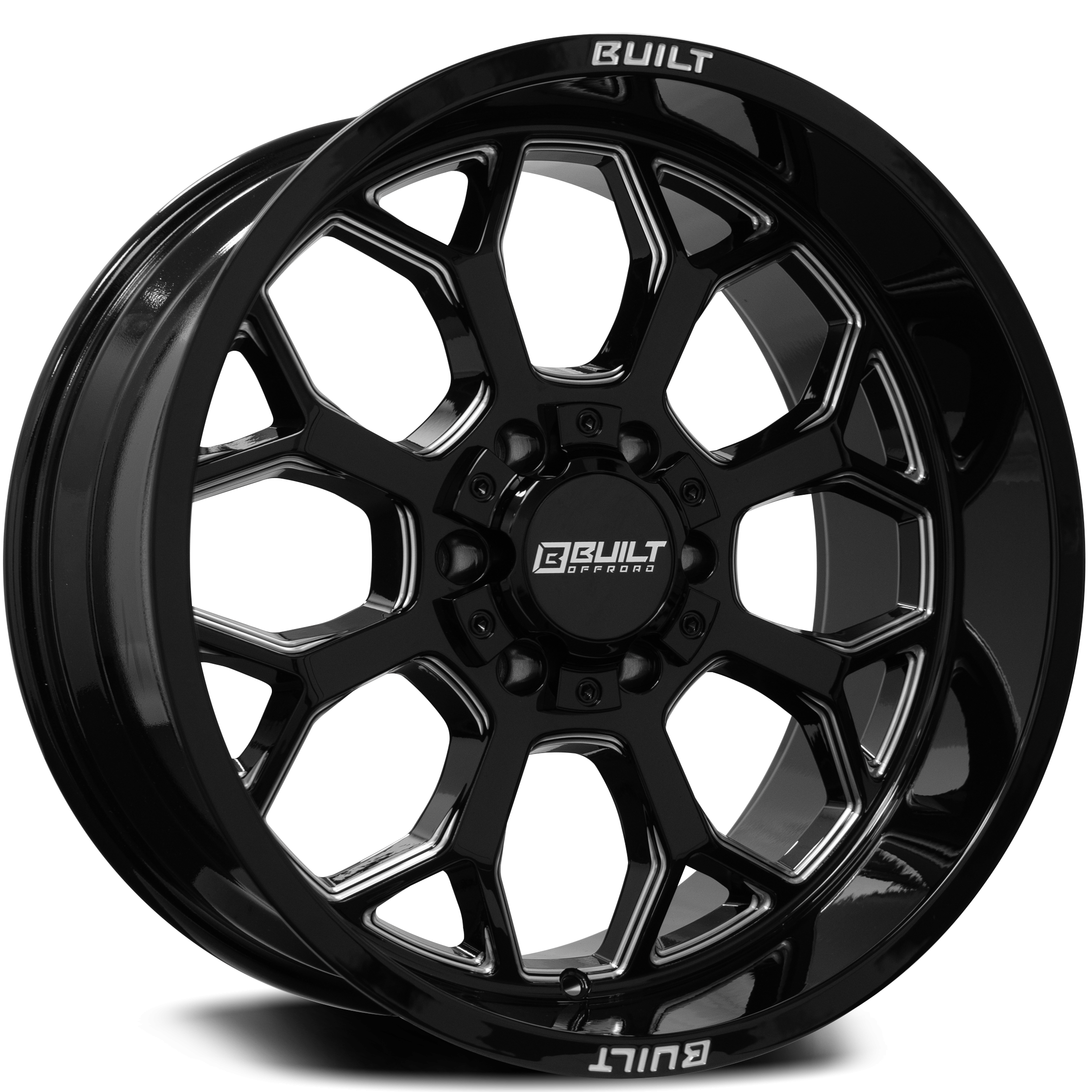 Built Off-Road BTO-1 GLOSS BLACK MILLED Wheels - 22X12 -44mm Offset 5X127 / 5X139 BP