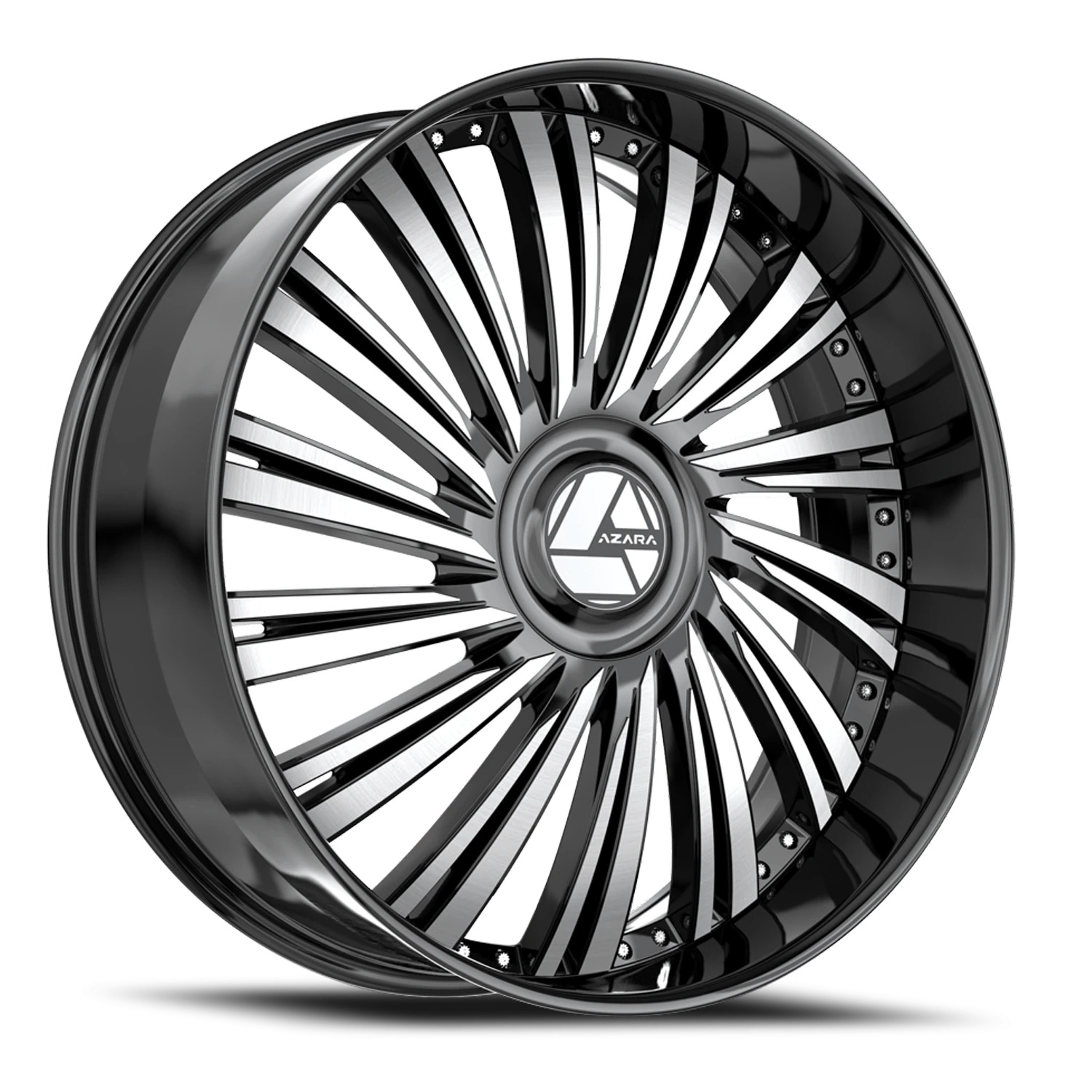 Azara AZX-102 Gloss Black & Machined Wheels - 30X9.5 22mm Offset 6X135 / 6X139.7 BP