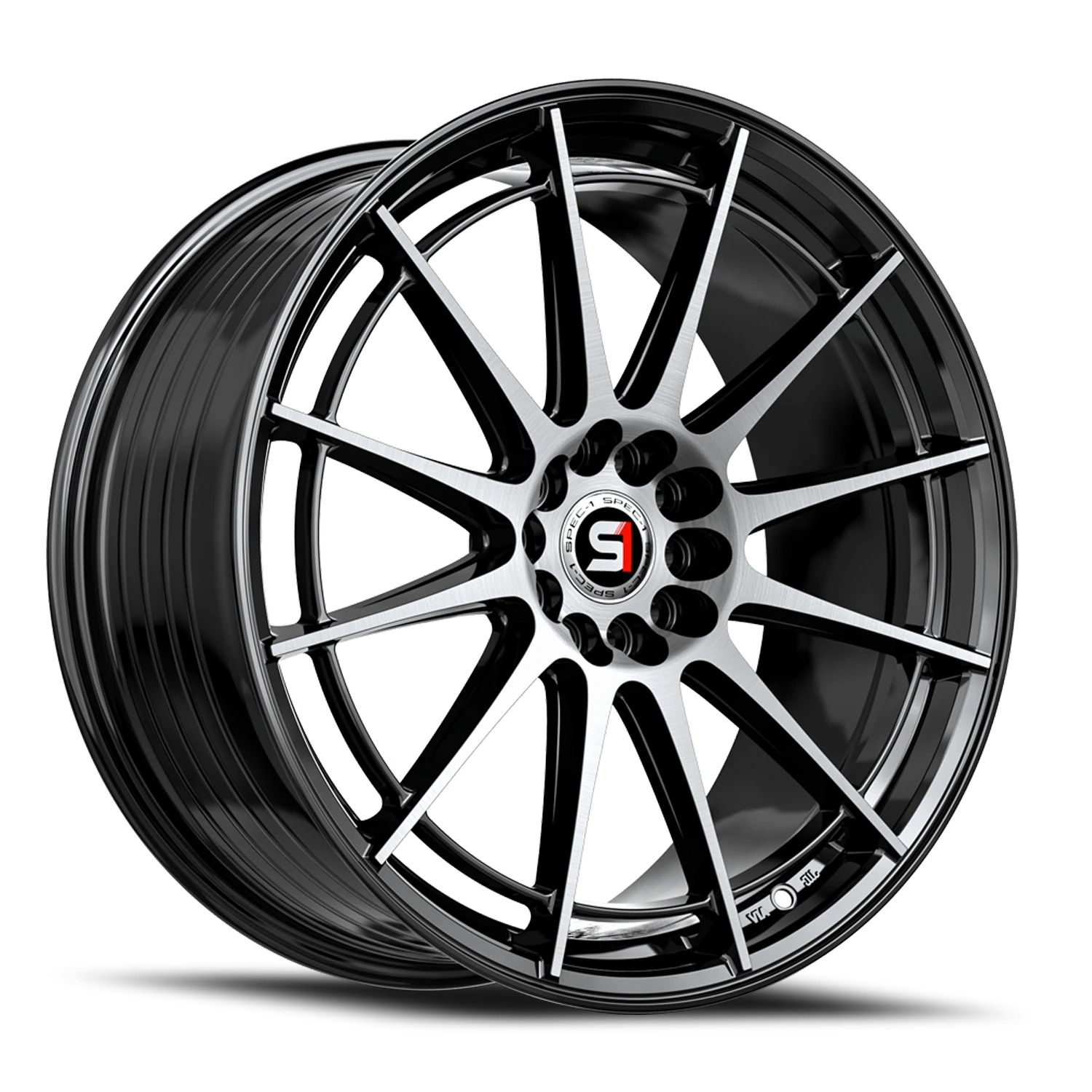 Spec-1 SP-64 Gloss Black & Machined Wheels - 17X8 42mm Offset 4X100 / 4X114.3 BP
