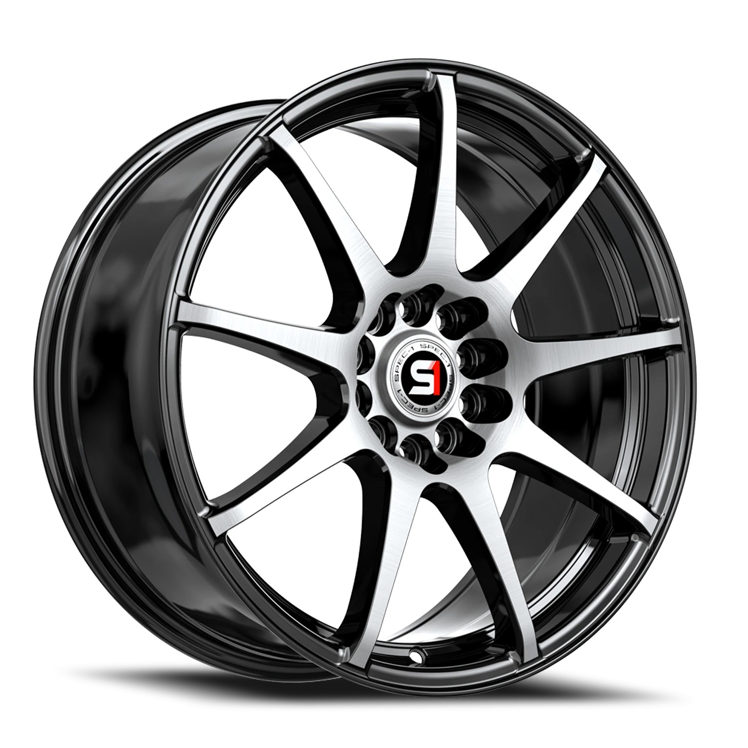 Spec-1 SP-67 Gloss Black & Machined Wheels - 17X7 42mm Offset 5X108 / 5X114.3 BP