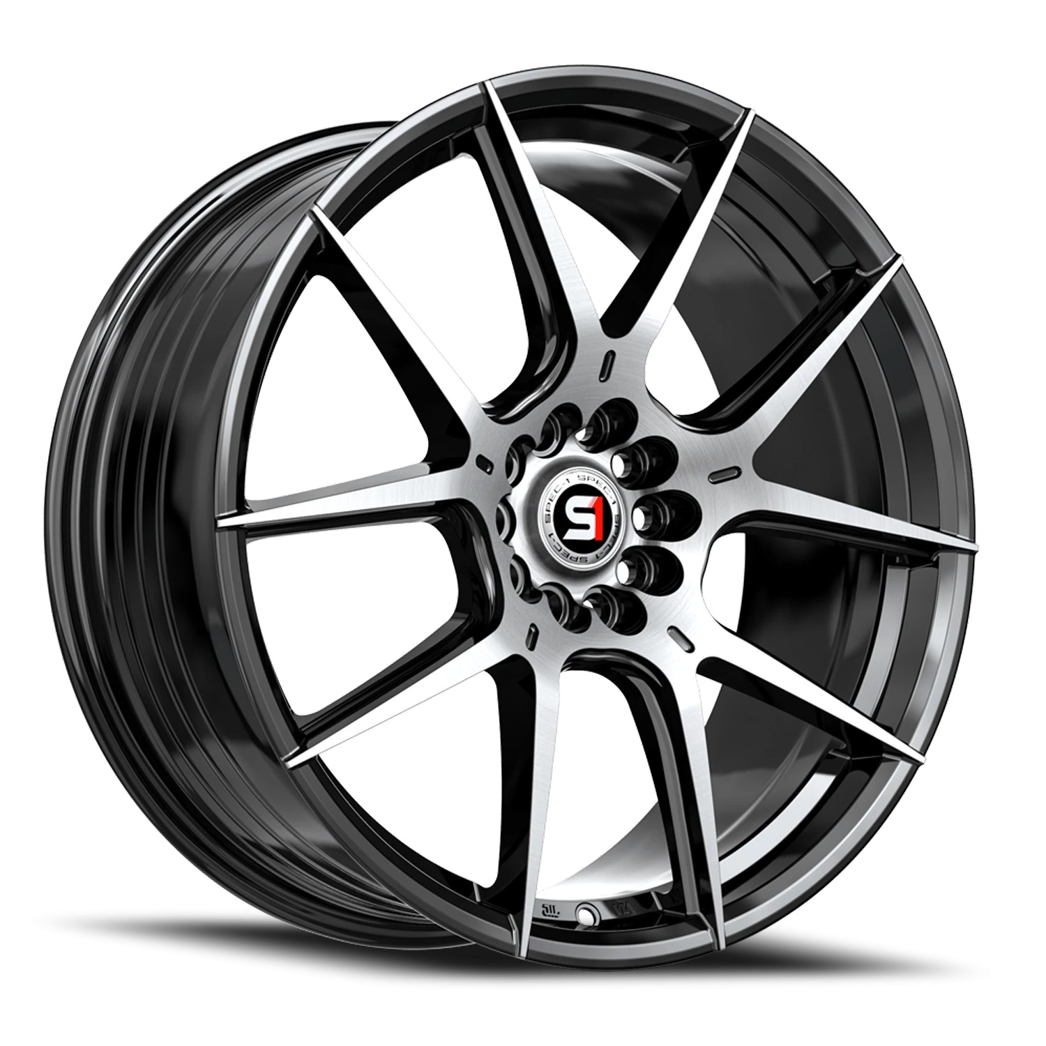 Spec-1 SP-71 Gloss Black & Machined Wheels - 17X8 42mm Offset 5X110 / 5X114.3 BP