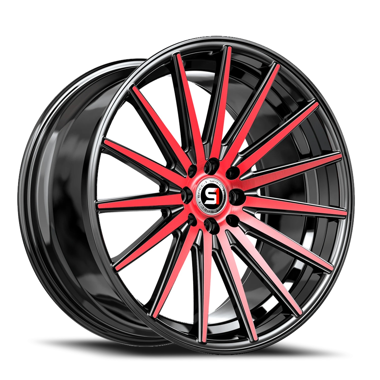 Spec-1 SP-69 Gloss Black & Red Machined Wheels - 20X8.5 38mm Offset 5X100 / 5X114.3 BP