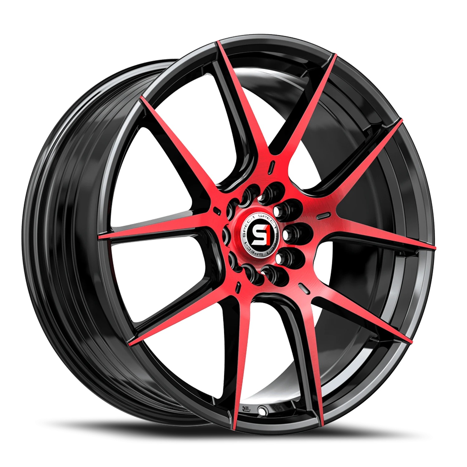 Spec-1 SP-71 Gloss Black & Red Machined Wheels - 20X8.5 38mm Offset 5X114.3 / 5X120 BP