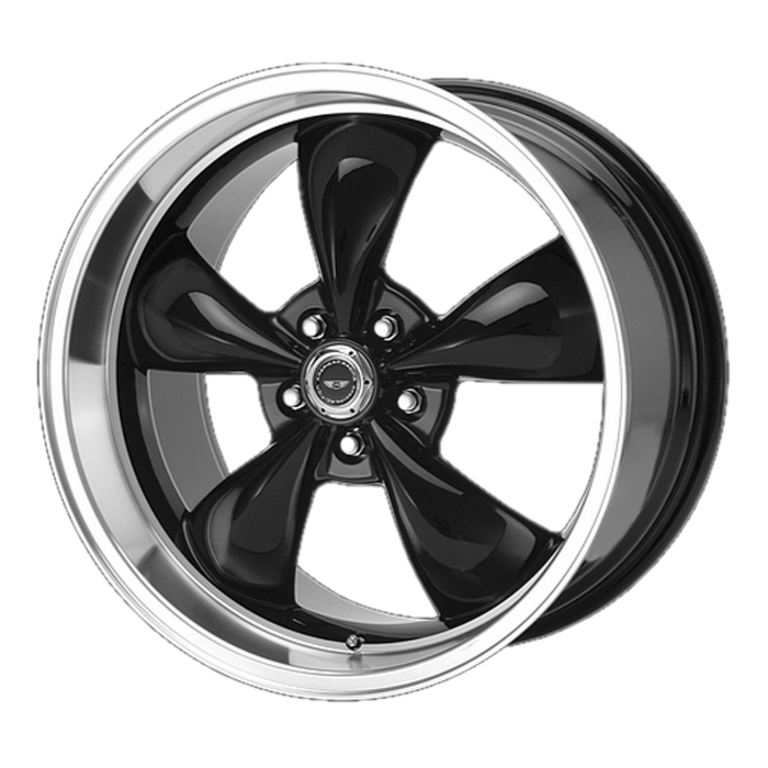 American Racing AR105 TORQ THRUST M GLOSS BLACK W/ MACHINED LIP Wheels - 17X8 0mm Offset 5X114.3 BP