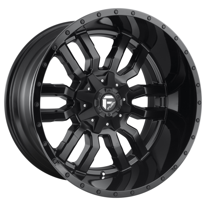 Fuel 1PC D596 SLEDGE MATTE BLACK GLOSS BLACK LIP Wheels - 20X9 19mm Offset 6X135 / 6X139.7 BP