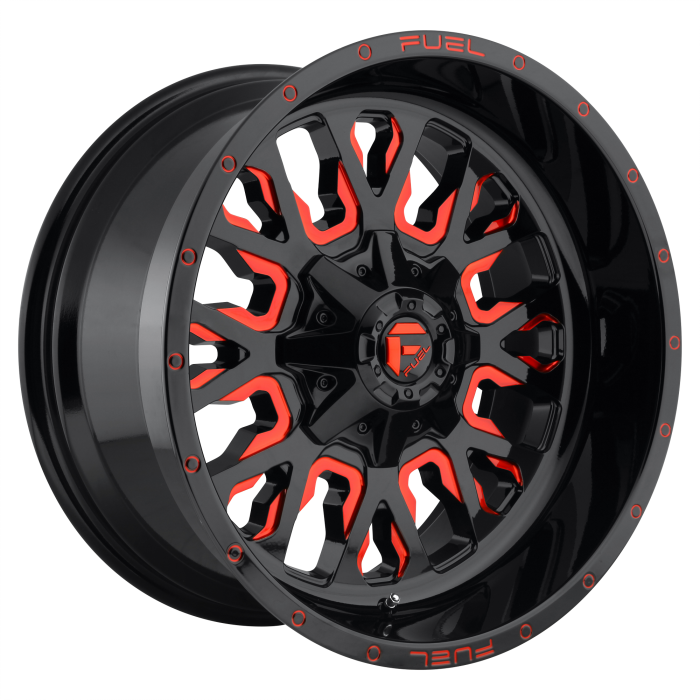 Fuel 1PC D612 STROKE GLOSS BLACK RED TINTED CLEAR Wheels - 20X10 -18mm Offset 8X165.1 BP