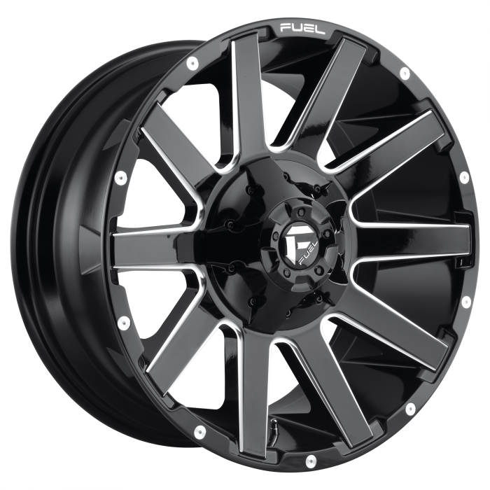Fuel 1PC D615 CONTRA GLOSS BLACK MILLED Wheels - 20X10 -18mm Offset 5X114.3 / 5X127 BP