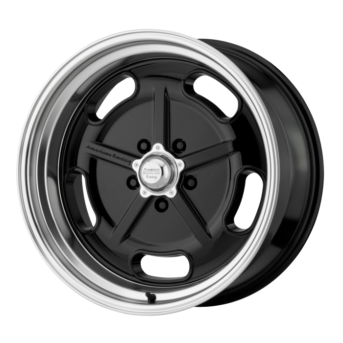 American Racing Vintage VN511 SALT FLAT GLOSS BLACK W/ DIAMOND CUT LIP Wheels - 17X7 0mm Offset 5X114.3 BP