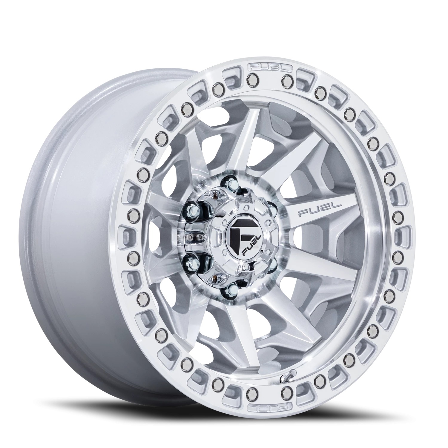 Fuel 1PC D883 COVERT SILVER W/ MACHINED FACE Wheels - 17X9 -12mm Offset 6X139.7 BP